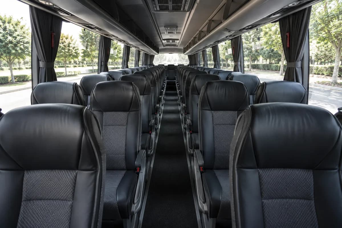 Touring Coach interior — premium cabin comfort, Gulf Trip Service