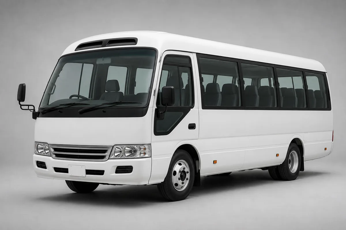 Minibus exterior — Gulf Trip Service fleet vehicle in Saudi Arabia