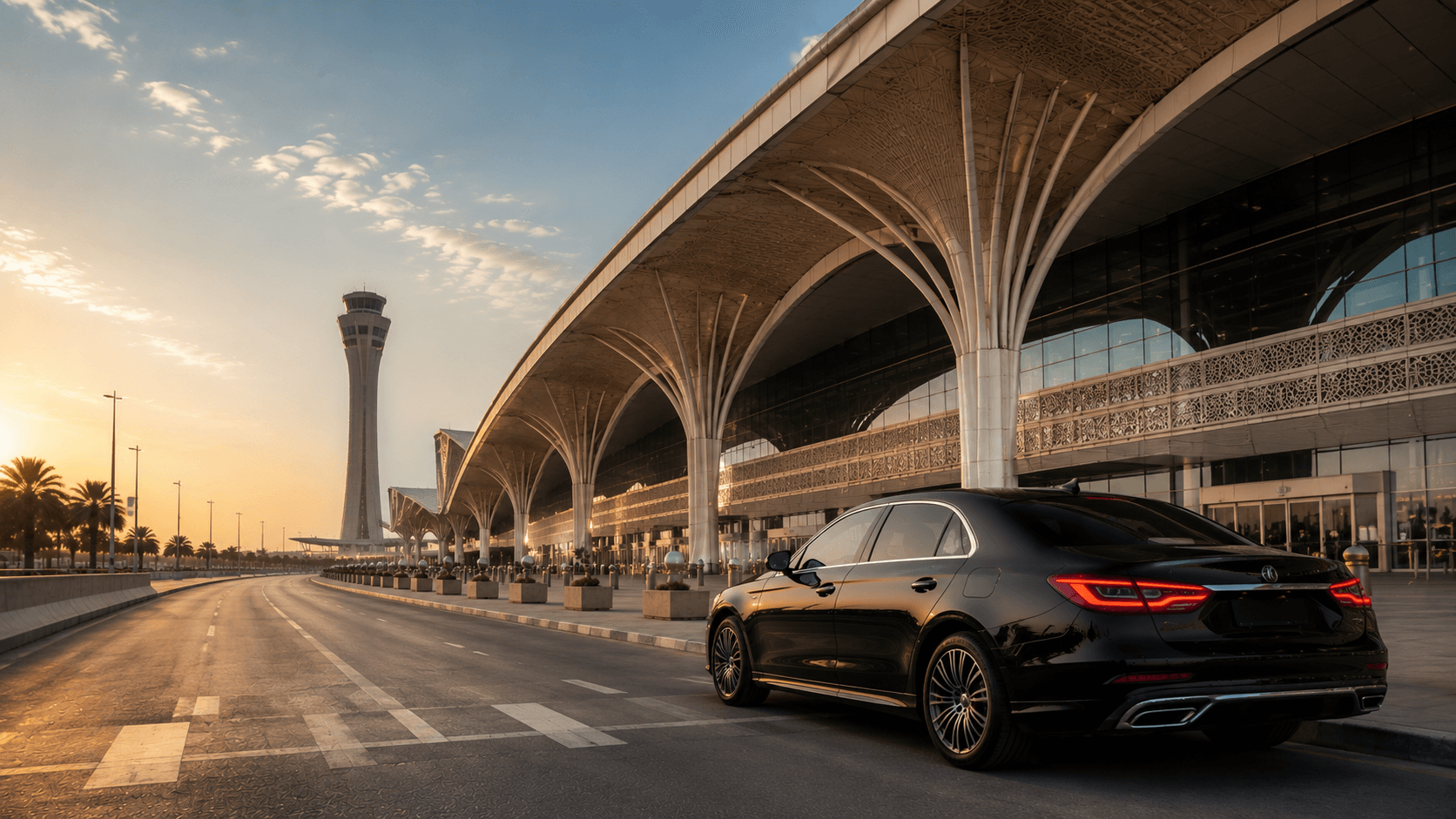 Private chauffeur vehicle at King Abdulaziz International Airport — airport transfer service to and from Jeddah