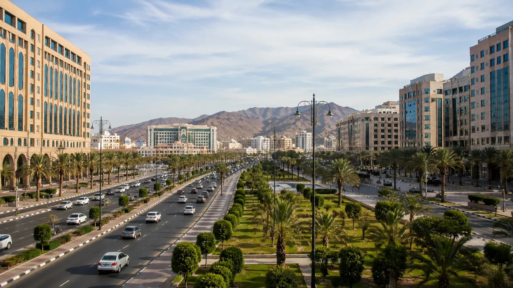 Private chauffeur vehicle on the road in Madinah — service coverage across the city
