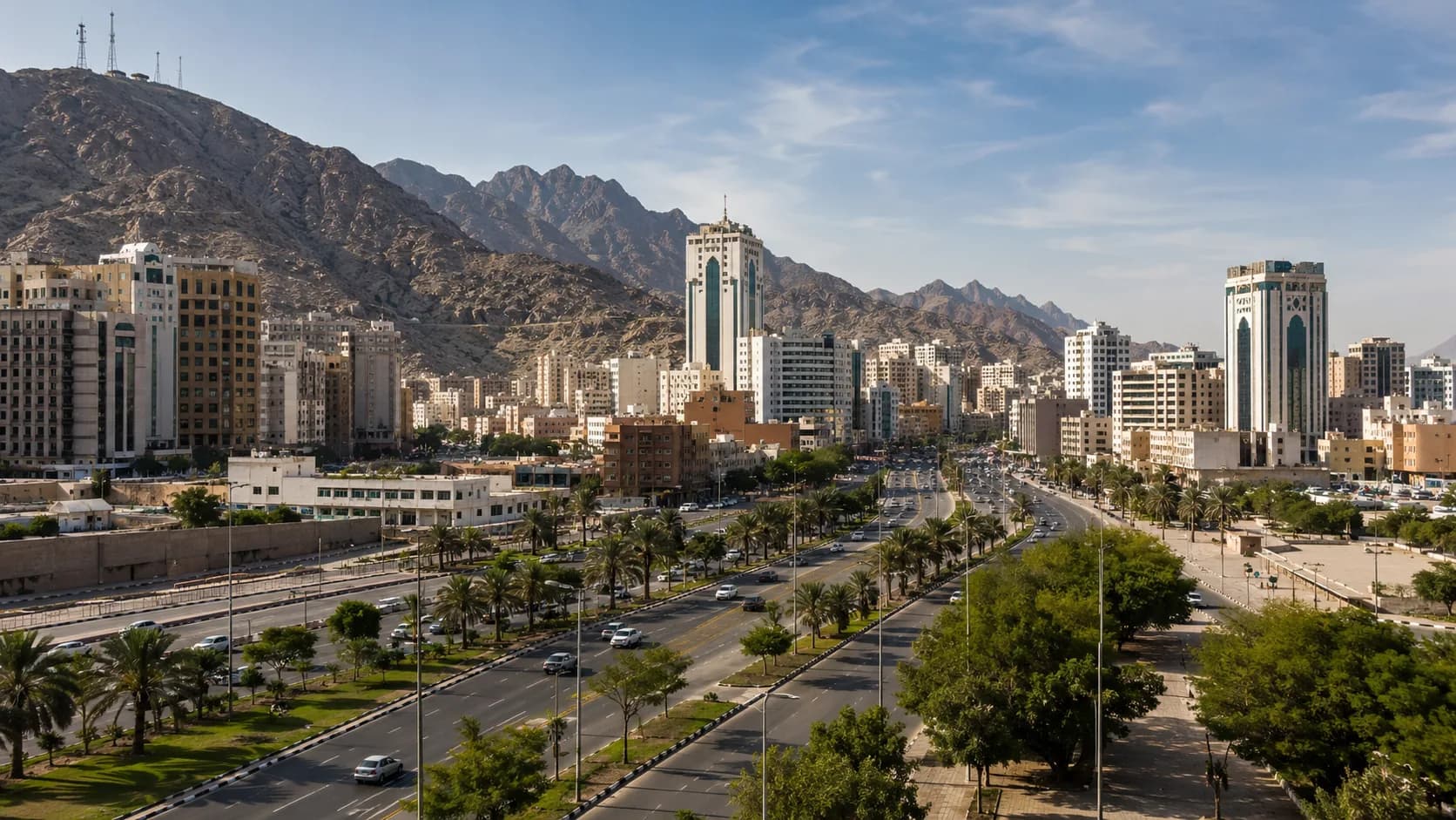 Private chauffeur vehicle on the road in Makkah — service coverage across the city